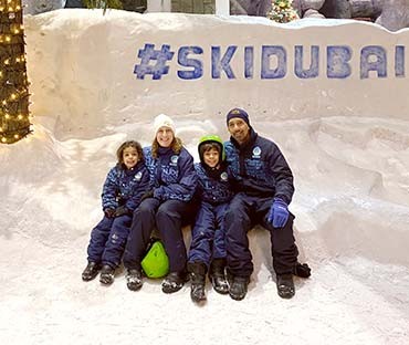 Leadership includes modeling work-life balance; my family snowtubing inside a Dubai mall