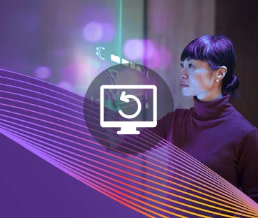 Business woman working on screen