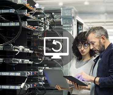 Male technician showing tablet