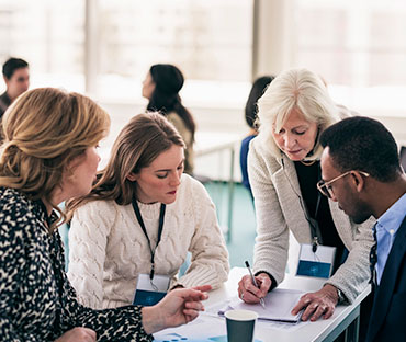 Group of people having business seminar