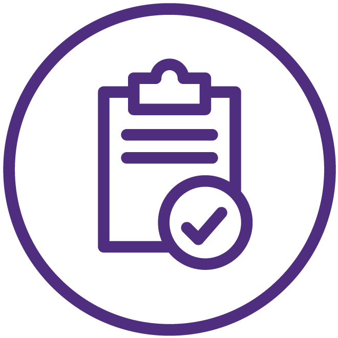 clipboard check purple icon