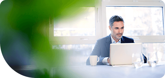 Businessman working on a laptop