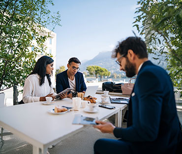 Business colleagues meet