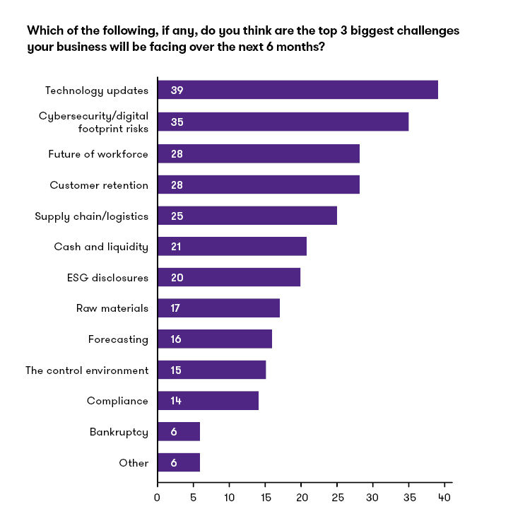Chart: top 3 biggest challenges your business will be facing over the next 5 years